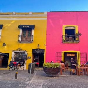 Colorful buildings in Puebla, Mexico