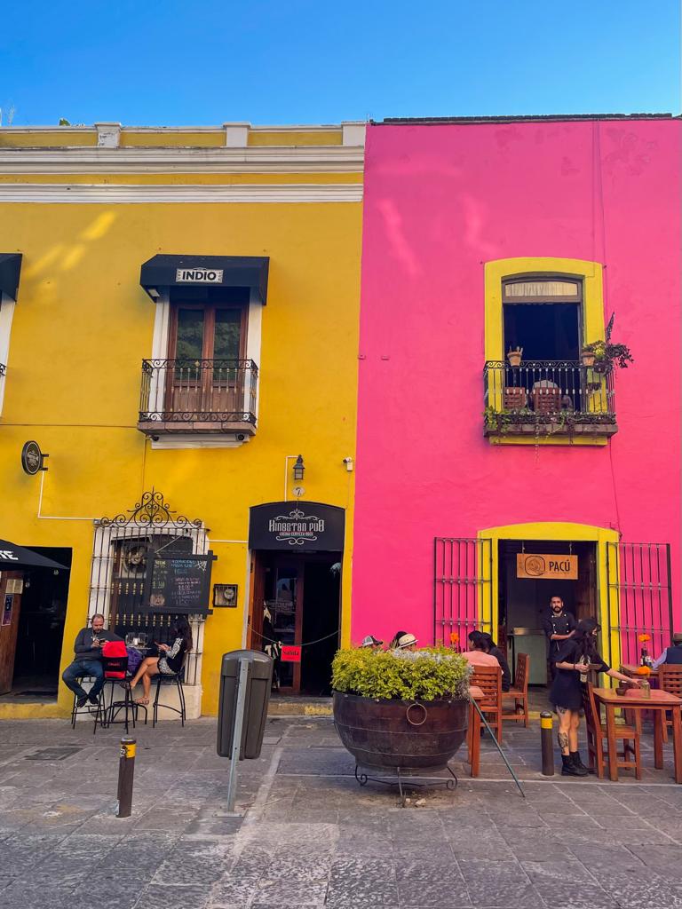 Colorful buildings in Puebla, Mexico